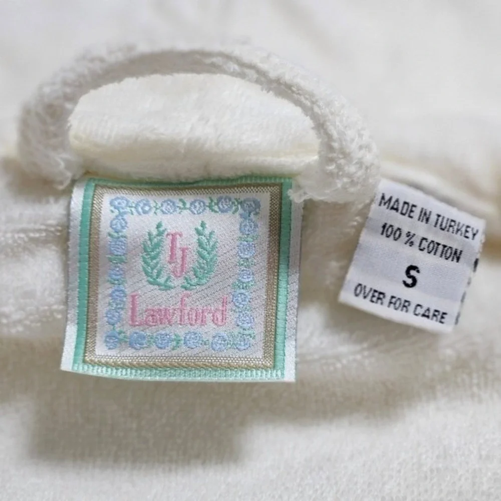 VTG TJ Lawford Women Turkish Towel Spa Bath Robe 100% Cotton Chunky Long Cream S